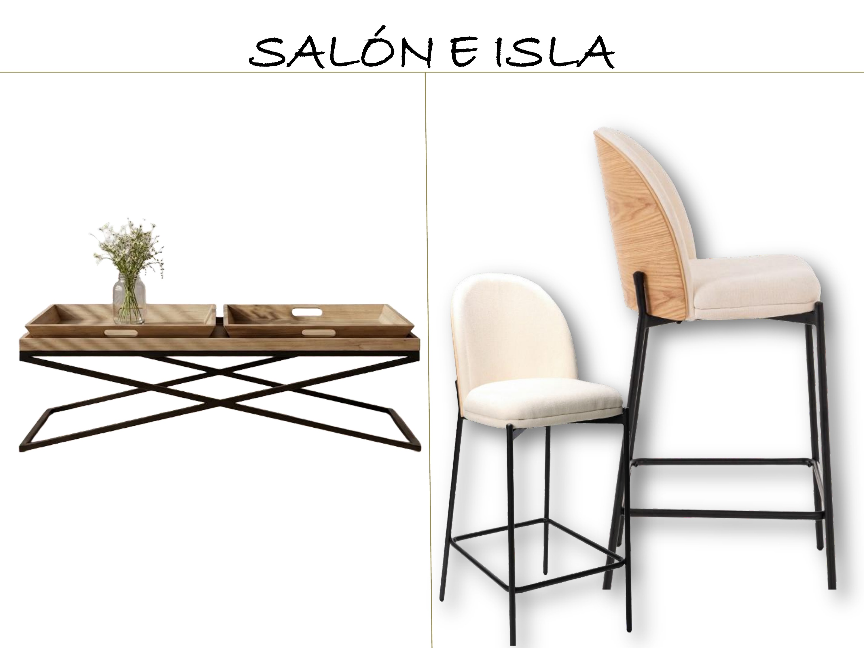Salón e isla — mirada de cerca Boho